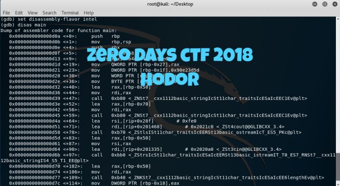 ZeroDays CTF 2018 – “Hodor” Challenge